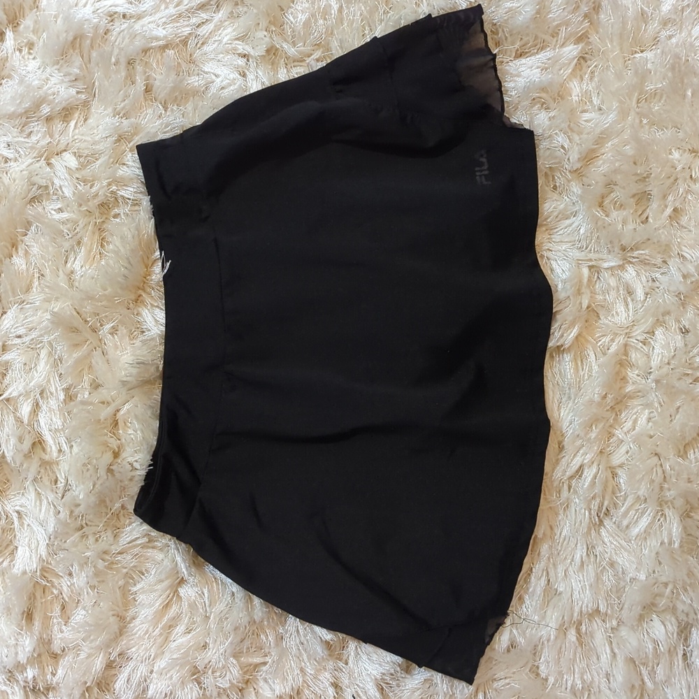 Black Ruffle Fila Tennis Skort